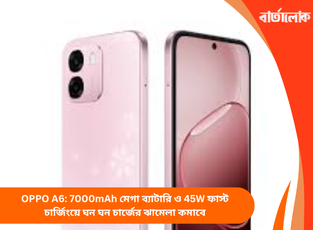 OPPO A6: 7000mAh মেগা ব্যাটারি ও 45W ফাস্ট চার্জিংয়ে ঘন ঘন চার্জের ঝামেলা কমাবে
