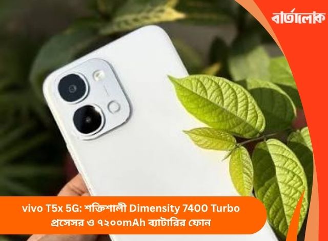 vivo T5x 5G: শক্তিশালী Dimensity 7400 Turbo প্রসেসর ও ৭২০০mAh ব্যাটারির ফোন