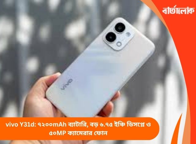 vivo Y31d: ৭২০০mAh ব্যাটারি, বড় ৬.৭৫ ইঞ্চি ডিসপ্লে ও ৫০MP ক্যামেরার ফোন