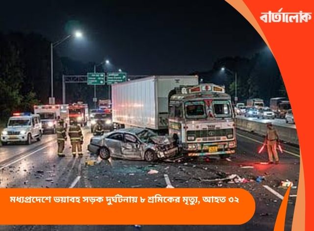 মধ্যপ্রদেশে ভয়াবহ সড়ক দুর্ঘটনায় ৮ শ্রমিকের মৃত্যু, আহত ৩২