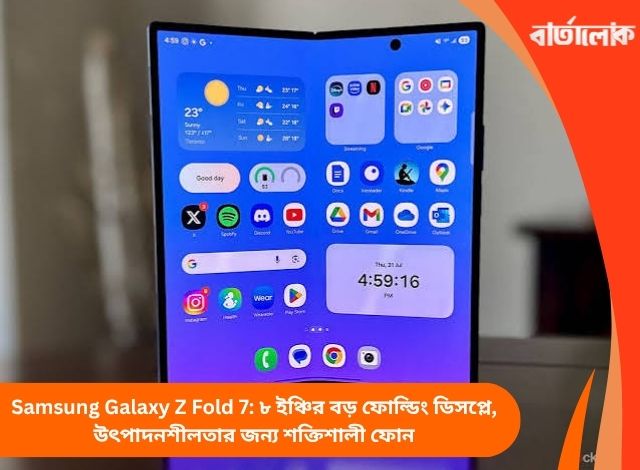 Samsung Galaxy Z Fold 7: ৮ ইঞ্চির বড় ফোল্ডিং ডিসপ্লে, উৎপাদনশীলতার জন্য শক্তিশালী ফোন