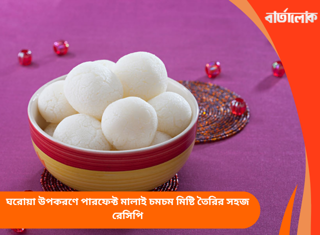 ঘরোয়া উপকরণে পারফেক্ট মালাই চমচম মিষ্টি তৈরির সহজ রেসিপি