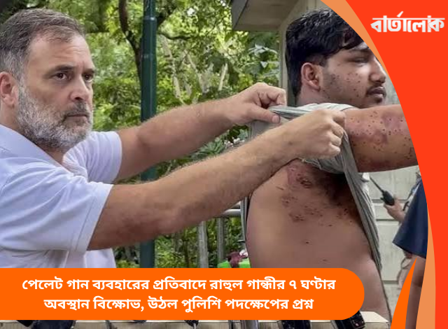 পেলেট গান ব্যবহারের প্রতিবাদে রাহুল গান্ধীর ৭ ঘণ্টার অবস্থান বিক্ষোভ, উঠল পুলিশি পদক্ষেপের প্রশ্ন