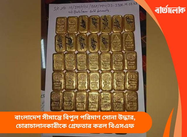 বাংলাদেশ সীমান্তে বিপুল পরিমাণ সোনা উদ্ধার, চোরাচালানকারীকে গ্রেফতার করল বিএসএফ