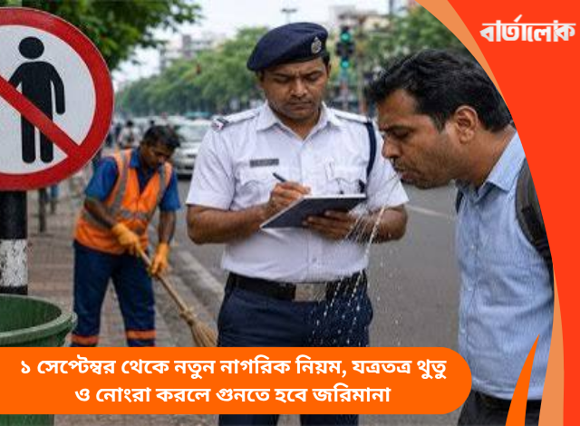 ১ সেপ্টেম্বর থেকে নতুন নাগরিক নিয়ম, যত্রতত্র থুতু ও নোংরা করলে গুনতে হবে জরিমানা