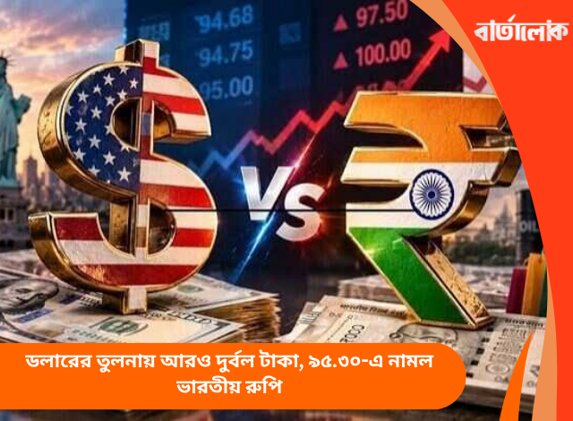 ডলারের তুলনায় আরও দুর্বল টাকা, ৯৫.৩০-এ নামল ভারতীয় রুপি